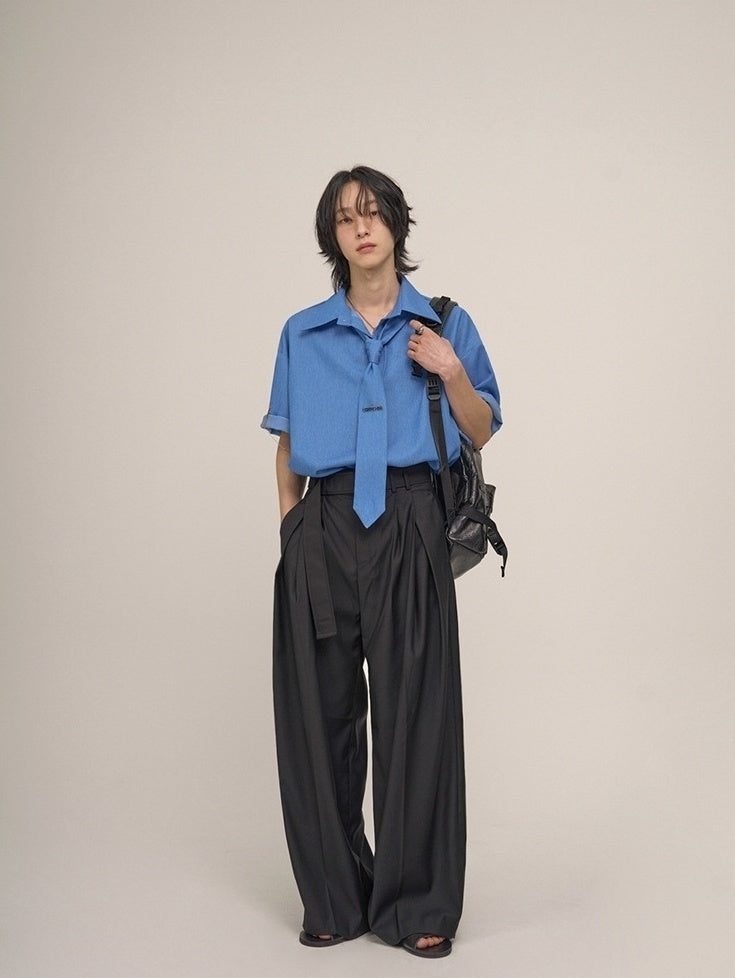 Casual Relaxed Fit Wide Leg Trousers