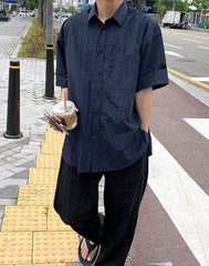 Casual Short Sleeve Wrinkled Shirt