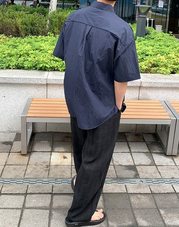 Casual Short Sleeve Wrinkled Shirt