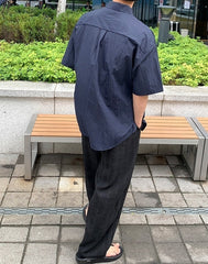 Casual Short Sleeve Wrinkled Shirt