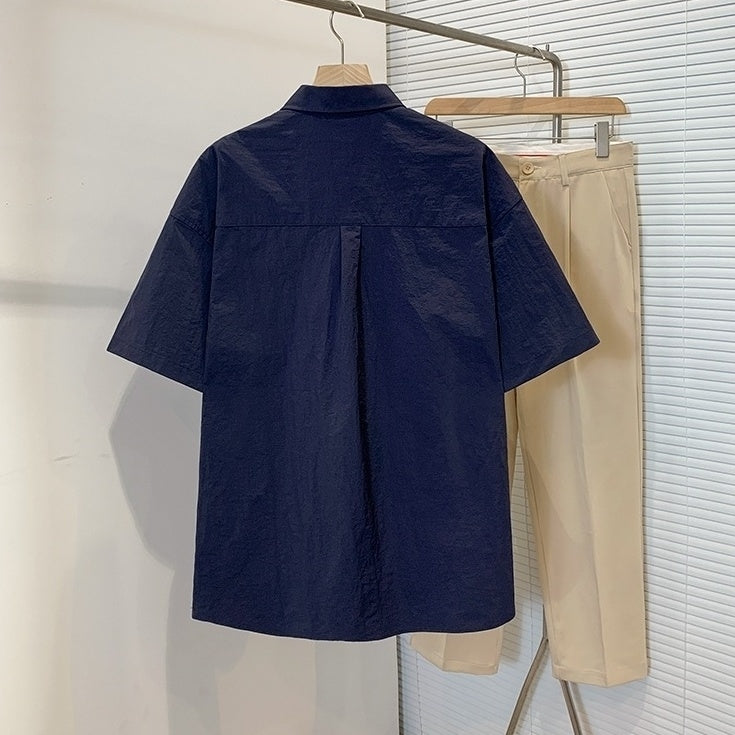 Casual Short Sleeve Wrinkled Shirt