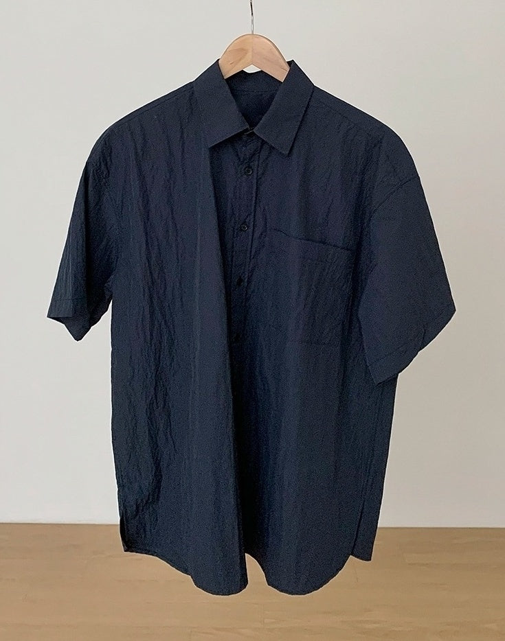 Casual Short Sleeve Wrinkled Shirt