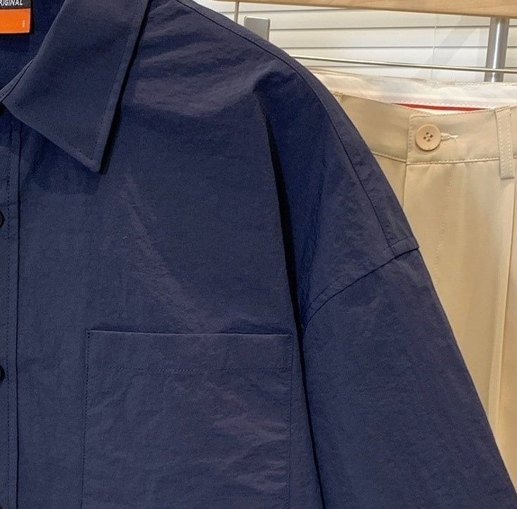 Casual Short Sleeve Wrinkled Shirt