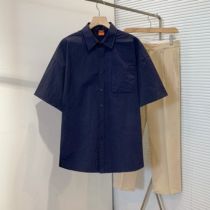 Casual Short Sleeve Wrinkled Shirt