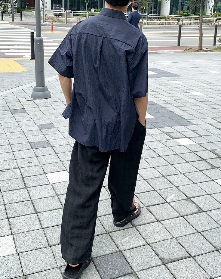 Casual Short Sleeve Wrinkled Shirt
