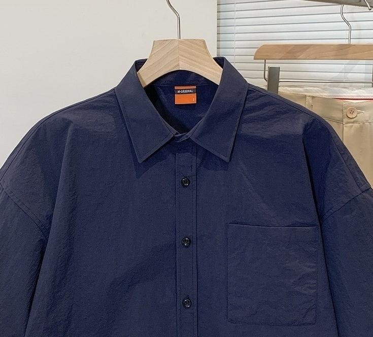 Casual Short Sleeve Wrinkled Shirt