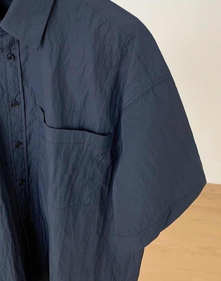 Casual Short Sleeve Wrinkled Shirt