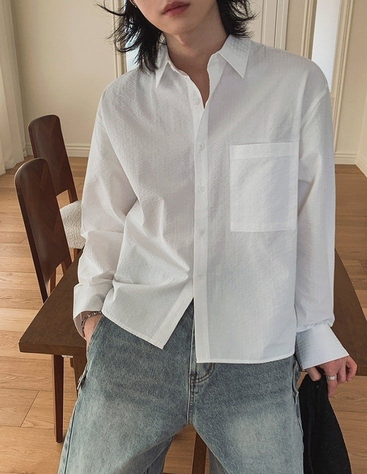 Casual Solid Color Loose Fit Long Sleeve Shirt