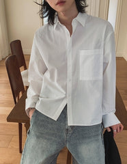 Casual Solid Color Loose Fit Long Sleeve Shirt