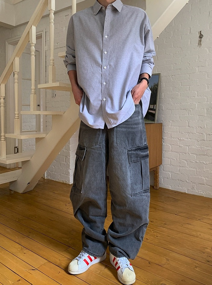 Casual Straight Fit Denim Trousers