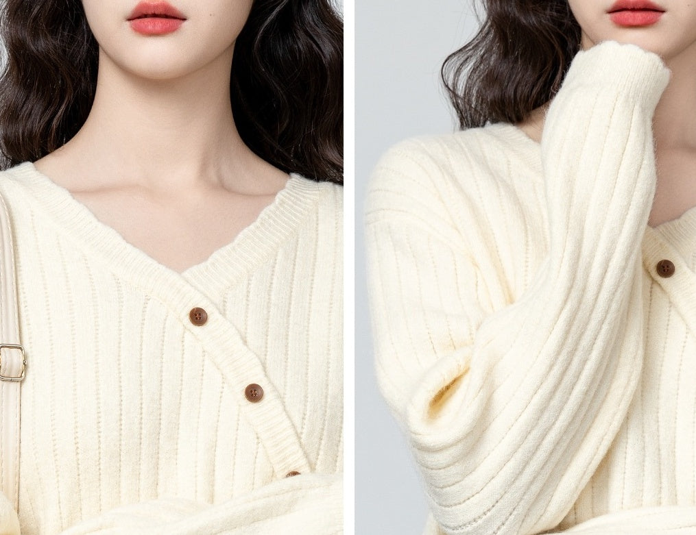 Casual Vneck Knit Sweater