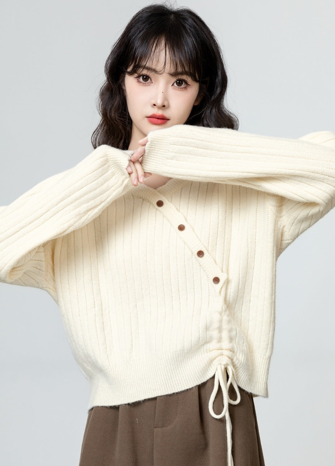 Casual Vneck Knit Sweater