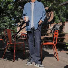 Casual Washed Denim Shirt Jacket