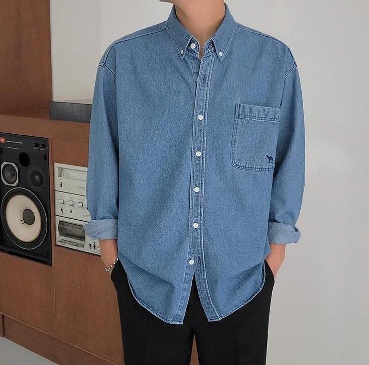 Casual Washed Denim Shirt Jacket