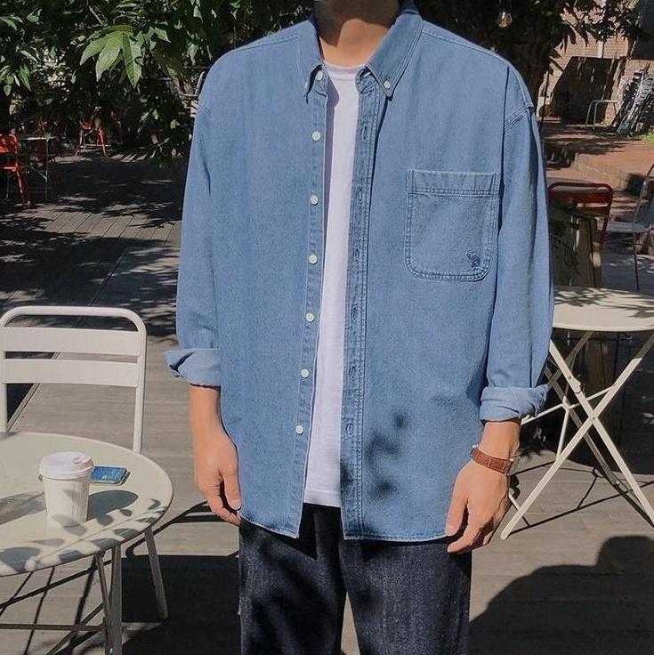 Casual Washed Denim Shirt Jacket