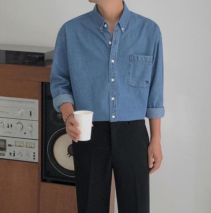 Casual Washed Denim Shirt Jacket