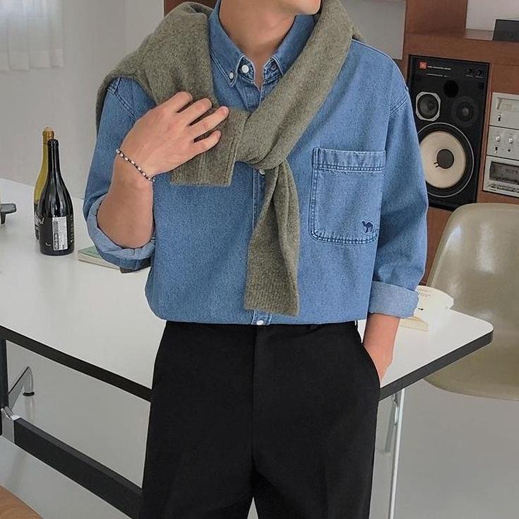 Casual Washed Denim Shirt Jacket