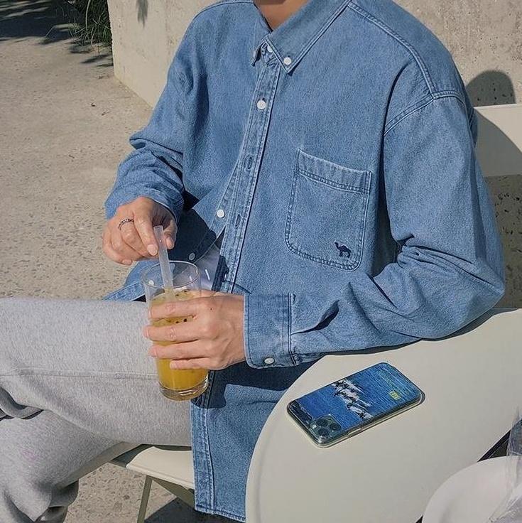 Casual Washed Denim Shirt Jacket