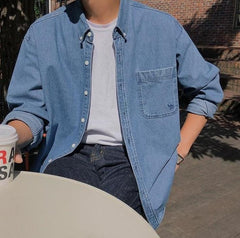 Casual Washed Denim Shirt Jacket