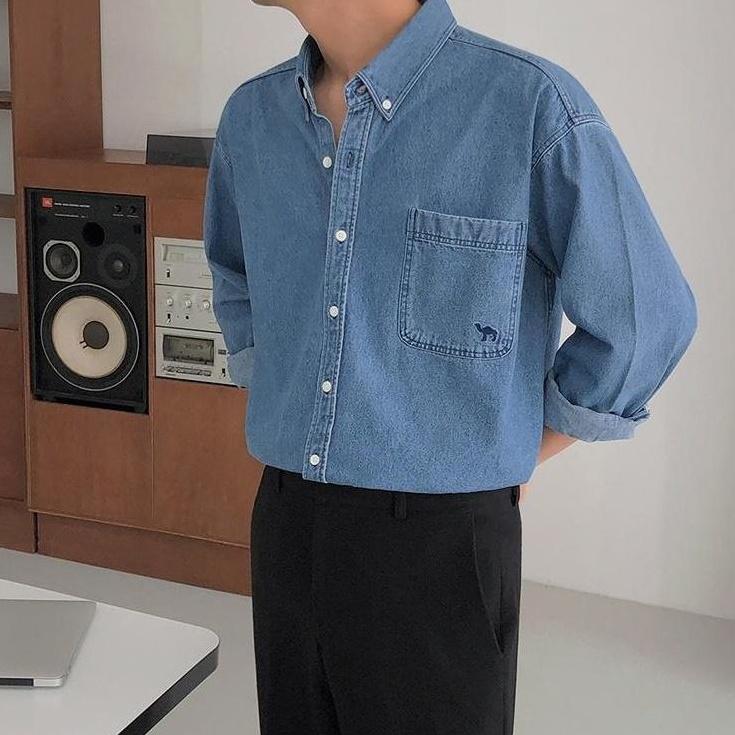 Casual Washed Denim Shirt Jacket
