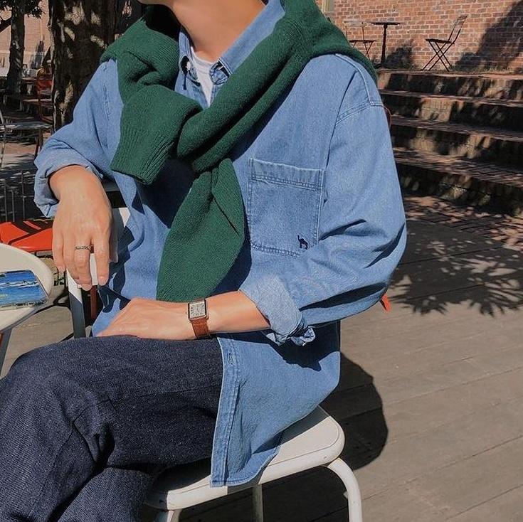 Casual Washed Denim Shirt Jacket