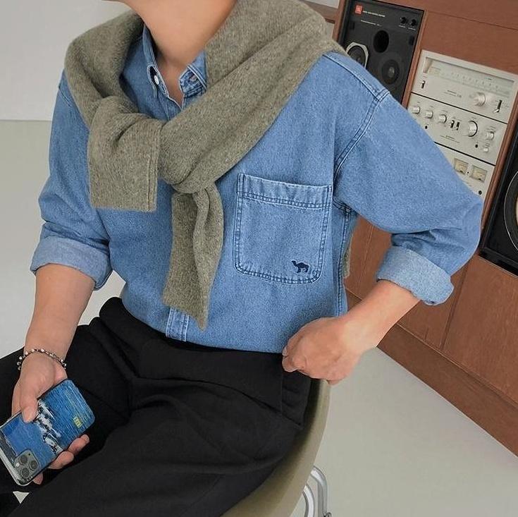 Casual Washed Denim Shirt Jacket