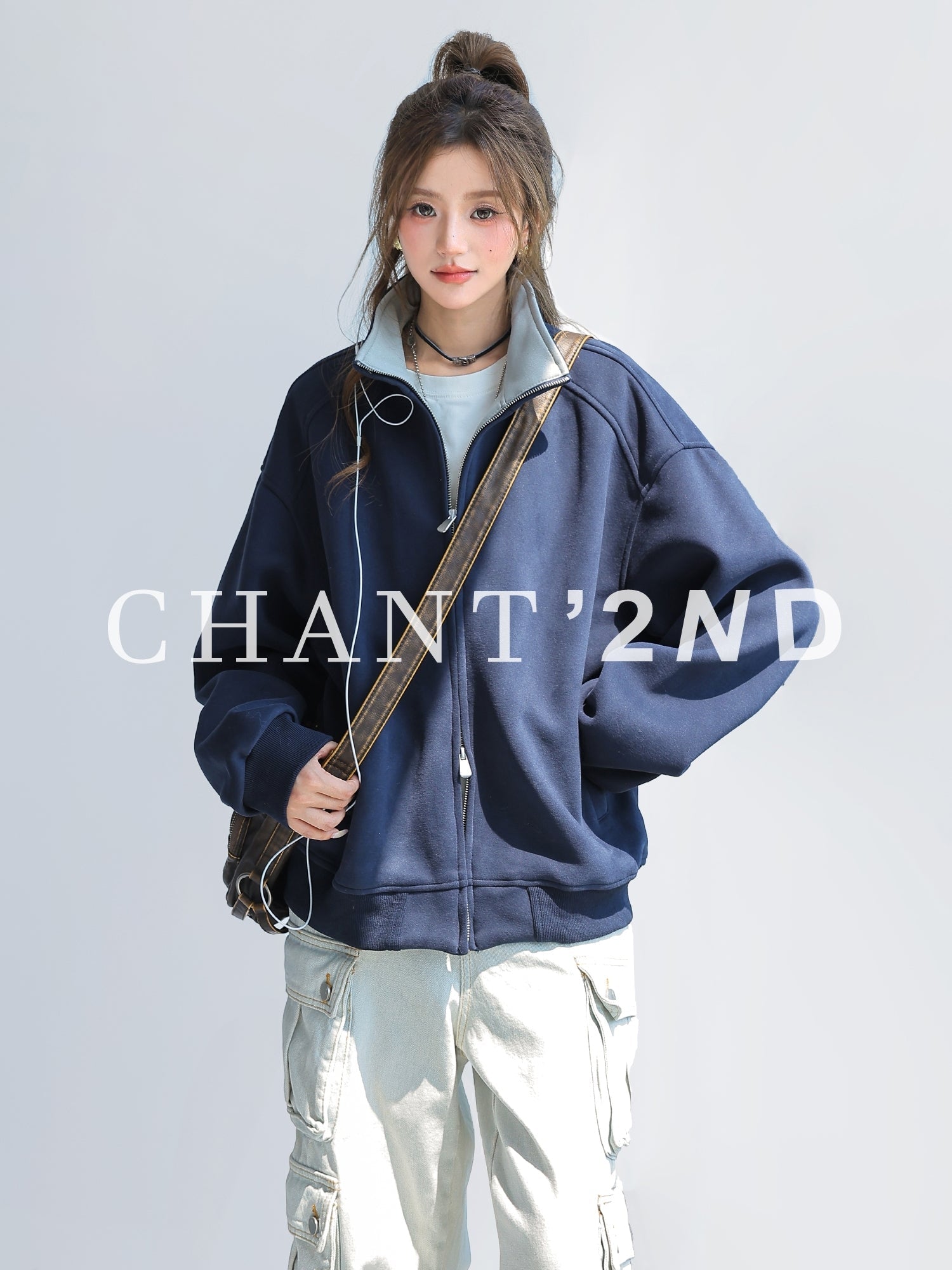 Casual Zip Up Relaxed Fit Stand Collar Jacket