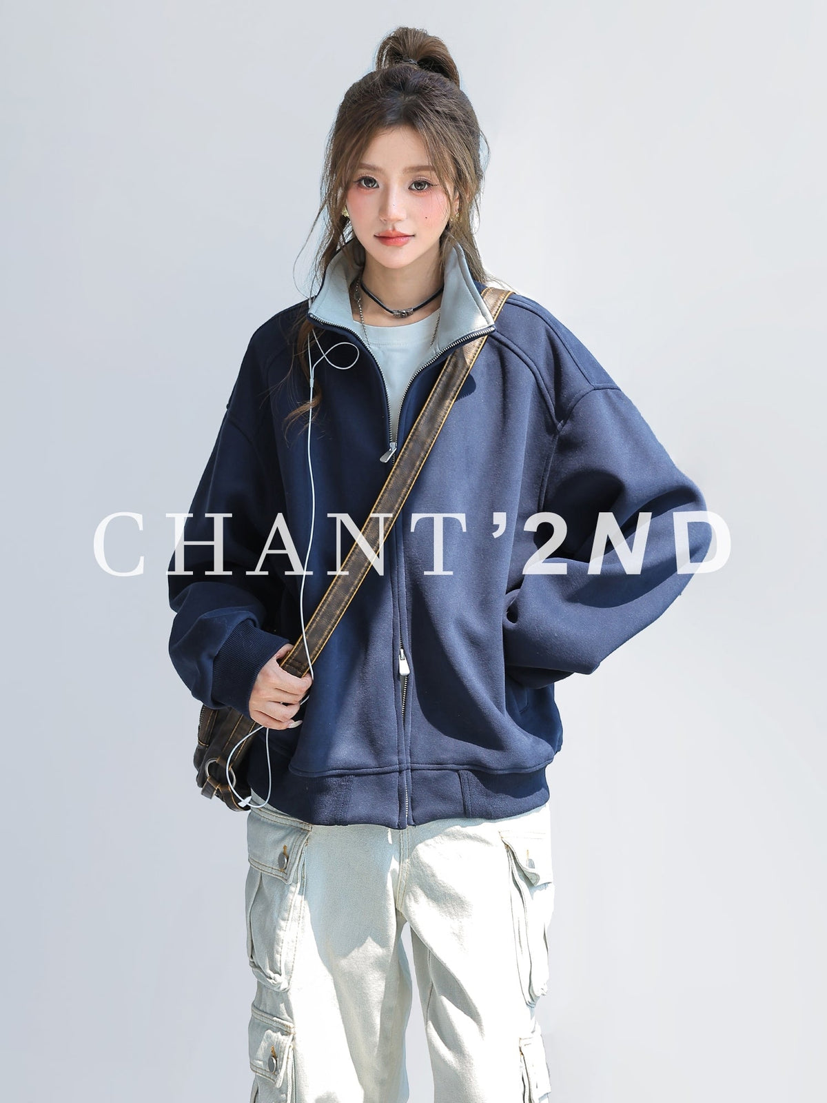 Casual Zip Up Relaxed Fit Stand Collar Jacket