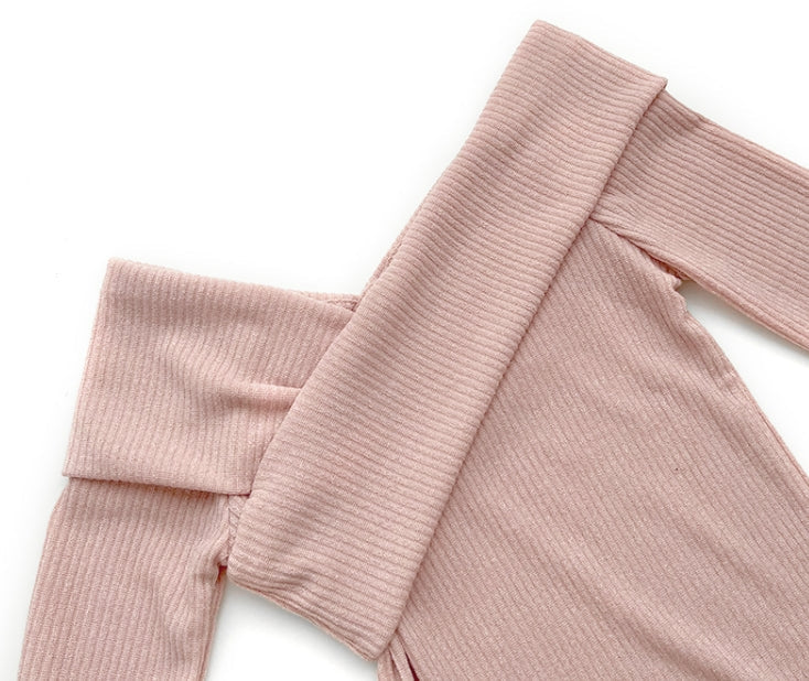 Pink Off-Shoulder Wrap Sweater