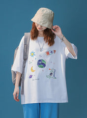 White Cute Graphic Print T-Shirt