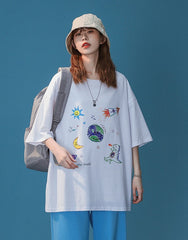 White Cute Graphic Print T-Shirt