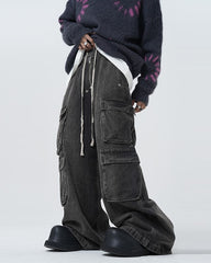 Black Multi-Pocket Wide Leg Pants