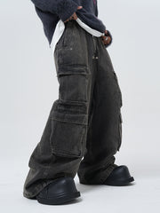 Black Multi-Pocket Wide Leg Pants