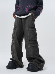 Black Multi-Pocket Wide Leg Pants