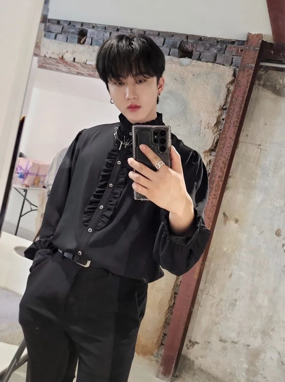 Black Ruffled Vampire Shirt