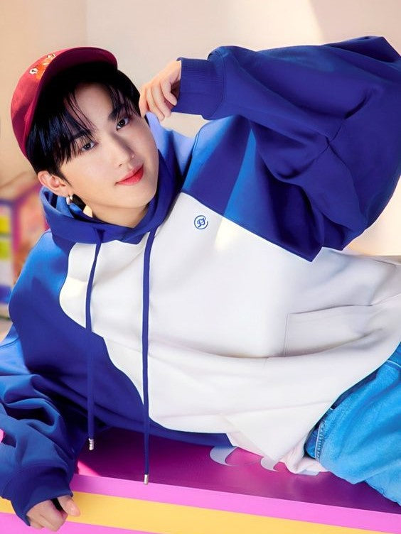 White And Blue Oversized Hoodie