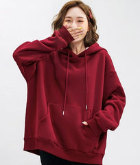 Wine Red Drawstring Hoodie