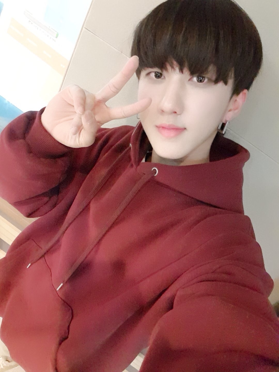 Wine Red Drawstring Hoodie