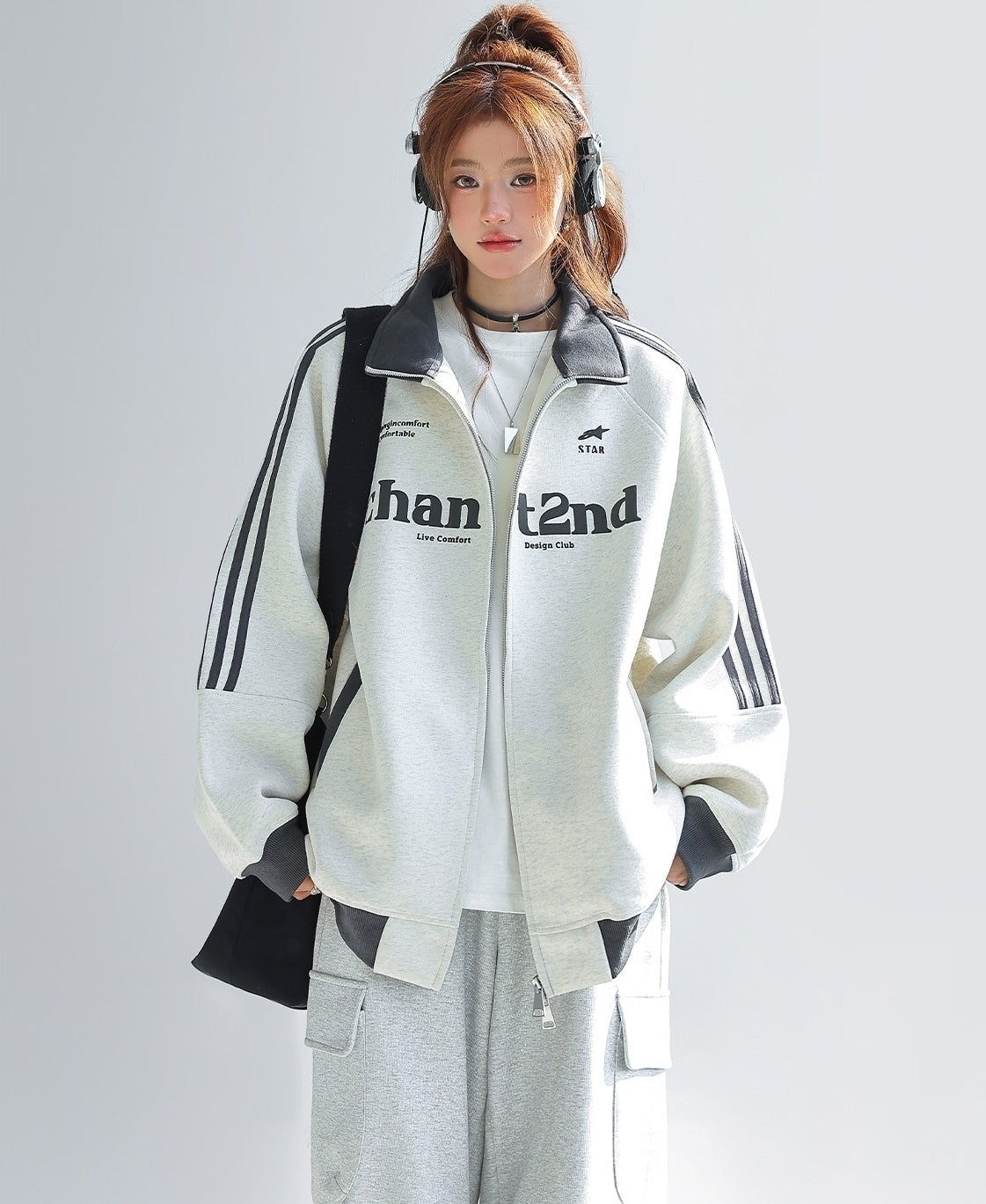Color Block Stand Collar Zip Up Sport Jacket