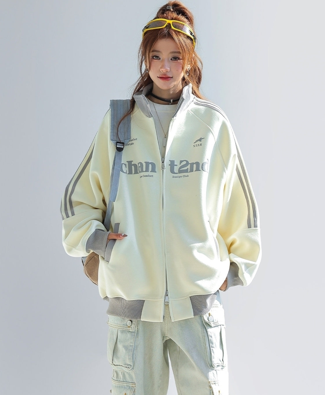 Color Block Stand Collar Zip Up Sport Jacket