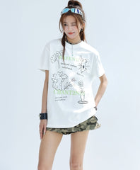 Hand Drawn Print Quick Dry Cool T Shirt
