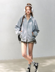 Stand Collar Zip Up Casual Sports Jacket