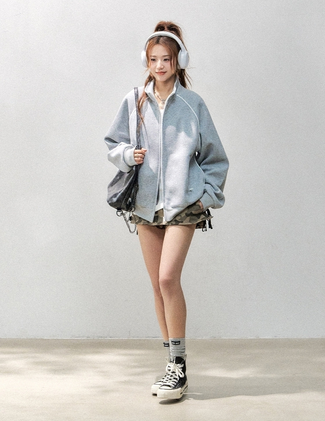 Stand Collar Zip Up Casual Sports Jacket