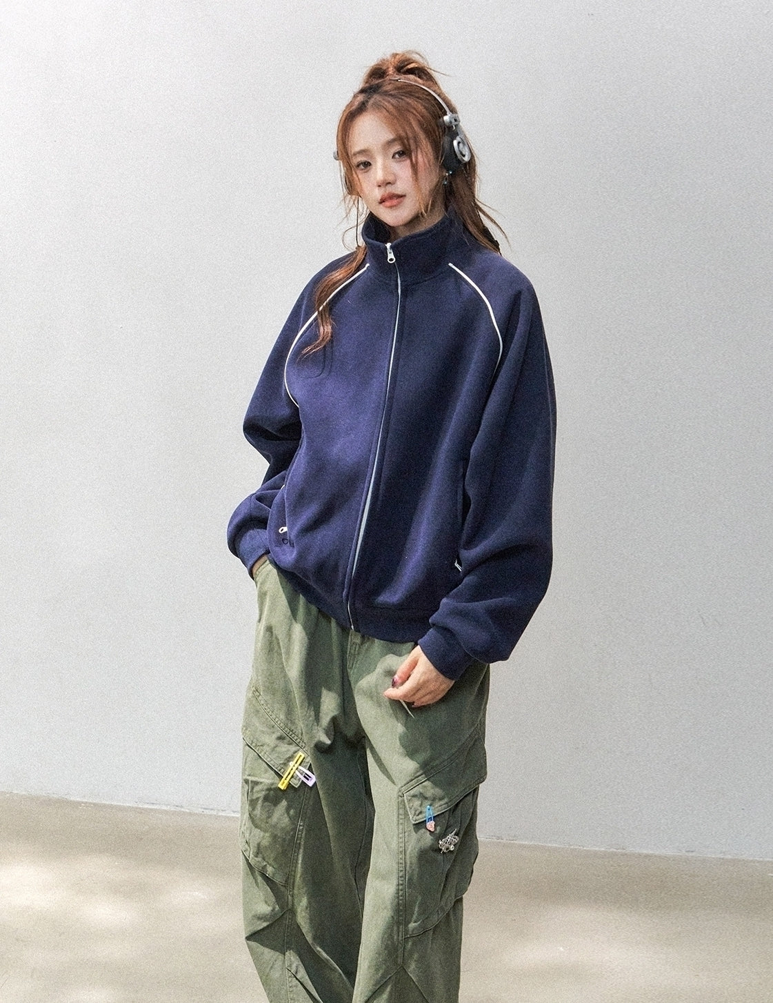 Stand Collar Zip Up Casual Sports Jacket