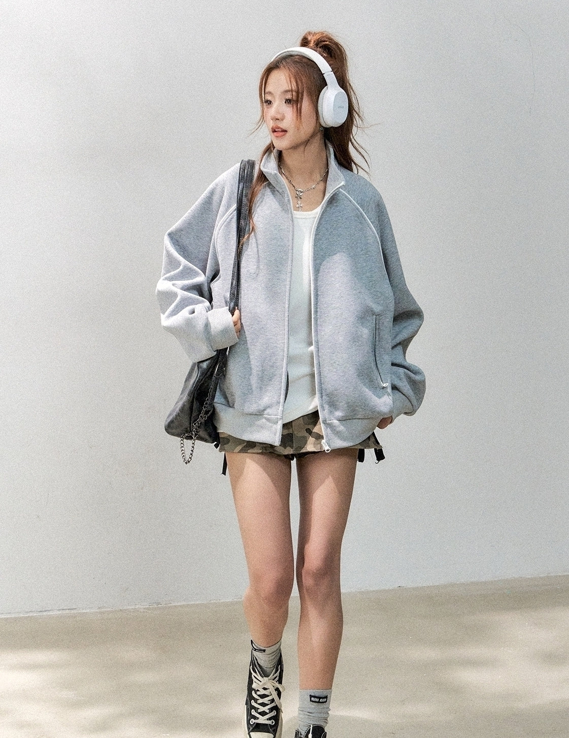 Stand Collar Zip Up Casual Sports Jacket