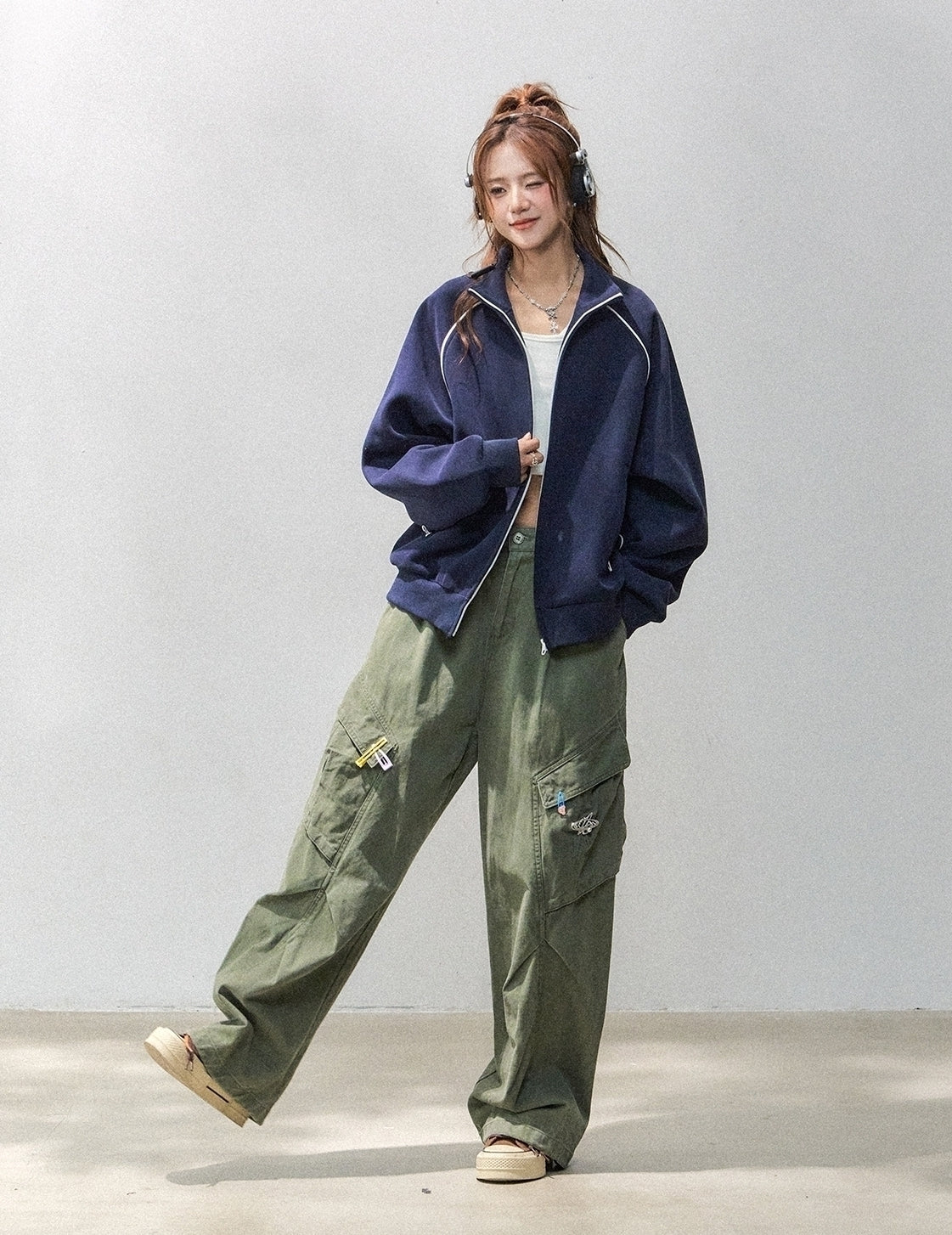 Stand Collar Zip Up Casual Sports Jacket