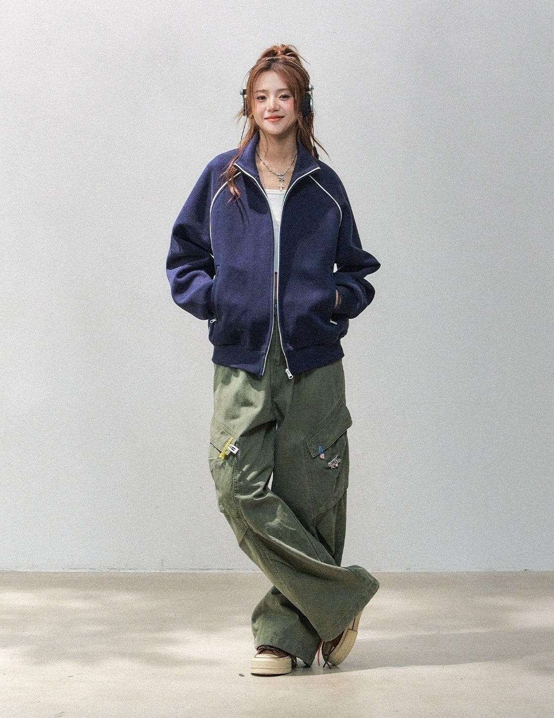 Stand Collar Zip Up Casual Sports Jacket