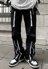 Black Street-Vibe Zipper Trousers