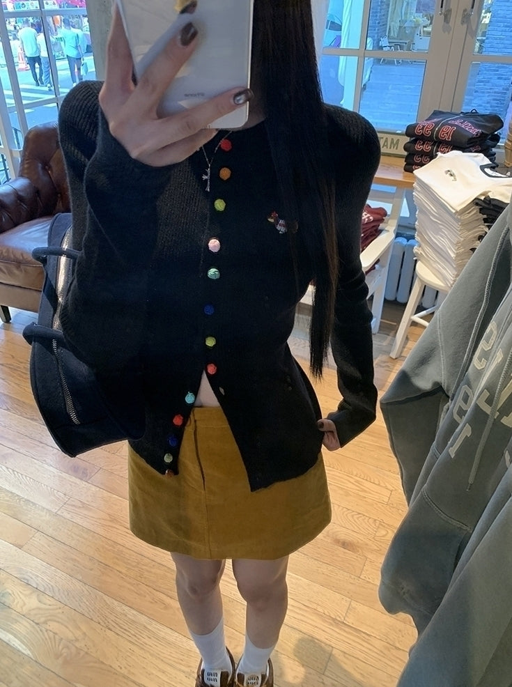 Chic Black Knit Cardigan Sweater For Layering