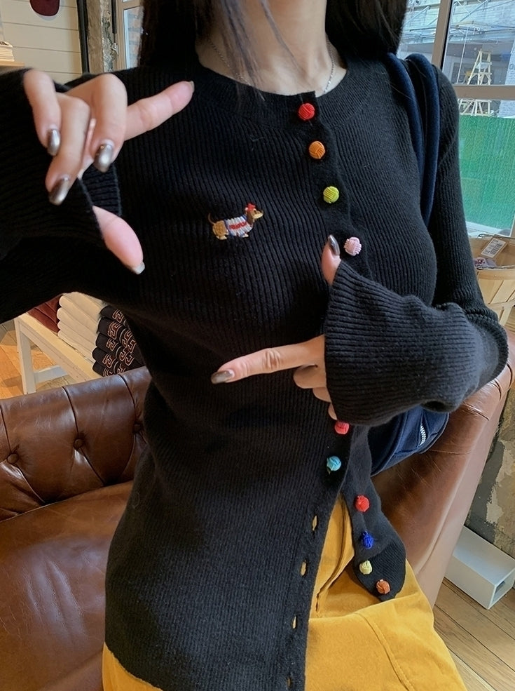 Chic Black Knit Cardigan Sweater For Layering